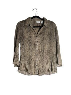 Covington Taupe Printed Button-Down Blouse